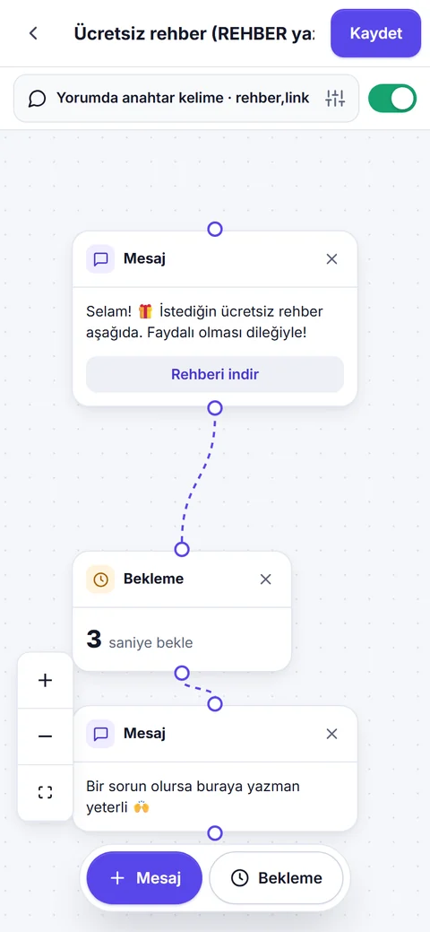 Akış editörü telefonda
