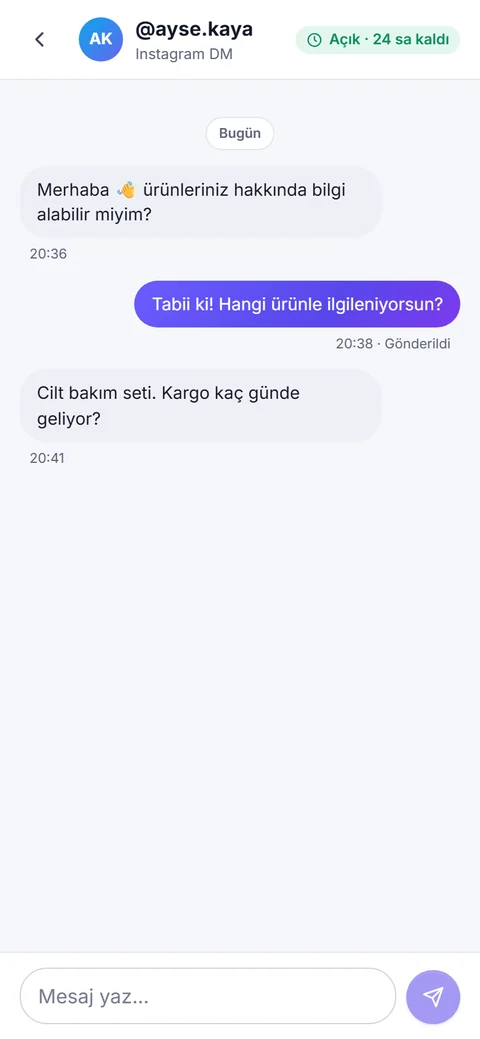 Telefonda açık bir sohbet ekranı